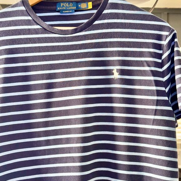 Polo Ralph Lauren Classic Fit Striped T-Shirt Navy Blue Size M - Picture 6 of 10
